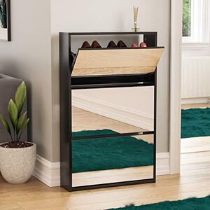 Vida Designs Welham 3 Drawer Mirrored Shoe Cabinet, Hallway Cupboard Storage Organiser, Footwear Stand Rack, Wood Sideboard Unit, Black Vida Designs Welham 3 Drawer Mirrored Shoe Cabinet, Hallway Cupboard Storage Organiser, Footwear Stand Rack, Wood Sideboard Unit, Black