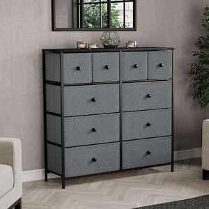 Vida Designs Chorley 10 Drawer Chest Of Drawers Fabric Storage Organizer Unit With Wood Top, Metal Frame & Handles Ideal For Bedroom, Living Room, Nursery Grey & Black (UKFR Certified) Vida Designs Chorley 10 Drawer Chest Of Drawers Fabric Storage Organizer Unit With Wood Top, Metal Frame & Handles Ideal For Bedroom, Living Room, Nursery Grey & Black (UKFR Certified)