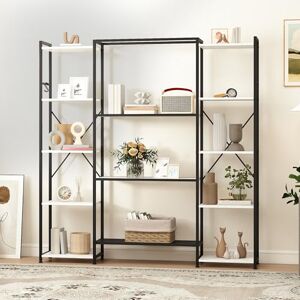 DWVO Wide Bookcase, Industrial Book Shelf with 13 Shelves Floor Standing Shelving Unit Wooden Shelf and Metal Book Rack, Display Storage Rack for Living Room, Home Office, Marble Texture DWVO Wide Bookcase, Industrial Book Shelf with 13 Shelves Floor Standing Shelving Unit Wooden Shelf and Metal Book Rack, Display Storage Rack for Living Room, Home Office, Marble Texture