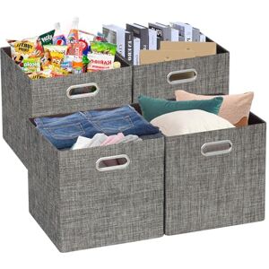 Posprica Storage Basket Bins,13×13 Foldable Storage Boxes Containers for Closet Organizer Shelf Cabinet Bookcase,Thick Fabric Drawer with Shimmer,4pcs,Brown Posprica Storage Basket Bins,13×13 Foldable Storage Boxes Containers for Closet Organizer Shelf Cabinet Bookcase,Thick Fabric Drawer with Shimmer,4pcs,Brown