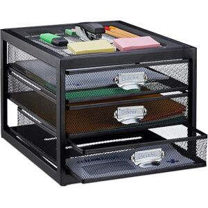 Relaxdays Desk Organiser, 3 Drawers for DIN A4 Files, Letter Tray and Paper Sorter, Mini Chest of Drawers, Black Relaxdays Desk Organiser, 3 Drawers for DIN A4 Files, Letter Tray and Paper Sorter, Mini Chest of Drawers, Black