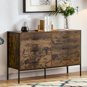 Vida Designs Brooklyn Industrial Chest of Drawer Rustic Bedroom Storage Unit, Cabinet Dresser with Metal Frame (Dark Wood, 6 Drawer Wide) Vida Designs Brooklyn Industrial Chest of Drawer Rustic Bedroom Storage Unit, Cabinet Dresser with Metal Frame (Dark Wood, 6 Drawer Wide)