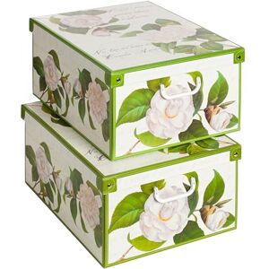 Lavatelli CAMELIE – Set of 2 Decorative Cardboard Storage Boxes with Lids & Handles, Stackable Floral Camellias Organiser Bins for Clothes, Toys & Documents – 50×39×24 cm (19.7×15.4×9.4 in) Lavatelli CAMELIE – Set of 2 Decorative Cardboard Storage Boxes with Lids & Handles, Stackable Floral Camellias Organiser Bins for Clothes, Toys & Documents – 50×39×24 cm (19.7×15.4×9.4 in)