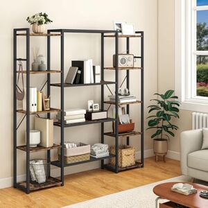 YITAHOME Industrial Bookcase, 13-Shelf Floorstanding Bookshelf, Wooden Shelves and Metal Frame Shelving Unit, Book Rack and Display Organizer for Living Room, Home Office, Rustic Brown YITAHOME Industrial Bookcase, 13-Shelf Floorstanding Bookshelf, Wooden Shelves and Metal Frame Shelving Unit, Book Rack and Display Organizer for Living Room, Home Office, Rustic Brown