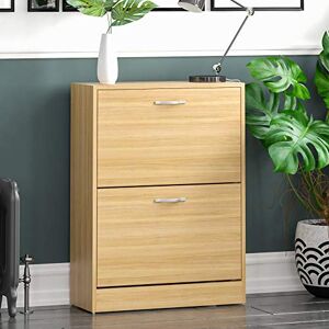 Vida Designs Shoe Cabinet, Wooden Shoe Storage Unit with 2 Pull-Down Drawers, Multifunctional Dust-Proof Space-Saving Slim Cupboard for Hallway or Entryway (Pine) Vida Designs Shoe Cabinet, Wooden Shoe Storage Unit with 2 Pull-Down Drawers, Multifunctional Dust-Proof Space-Saving Slim Cupboard for Hallway or Entryway (Pine)