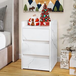 YITAHOME Bedside Table with 3 Drawers and Power Station, Modern Nightstand End Table, Water-Resistant Storage Side Table for Living Room and Bedroom, 35 x 40 x 59cm (Marble White) YITAHOME Bedside Table with 3 Drawers and Power Station, Modern Nightstand End Table, Water-Resistant Storage Side Table for Living Room and Bedroom, 35 x 40 x 59cm (Marble White)