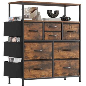 Feonase Tall Chest of Drawers, 8 Fabric Drawers Dresser with Shelf and 3 Side Pockets, Metal Frame, MDF Top Board, Versatile Organizer Storage Unit for Bedroom, Living Room, Rustic Brown Feonase Tall Chest of Drawers, 8 Fabric Drawers Dresser with Shelf and 3 Side Pockets, Metal Frame, MDF Top Board, Versatile Organizer Storage Unit for Bedroom, Living Room, Rustic Brown