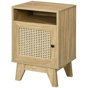 HOMCOM Nightstand, Bedside Table with Storage Shelf and Door Cupboard, Bedside Cabinet with Rattan Front Bedroom, Natural HOMCOM Nightstand, Bedside Table with Storage Shelf and Door Cupboard, Bedside Cabinet with Rattan Front Bedroom, Natural