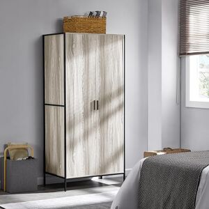 Vida Designs Brooklyn 2 Door Wardrobe Clothes Hanging Rail Shelf Industrial Rustic Bedroom Furniture (Grey) Vida Designs Brooklyn 2 Door Wardrobe Clothes Hanging Rail Shelf Industrial Rustic Bedroom Furniture (Grey)