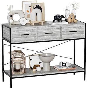 Vida Designs Brooklyn Console Table Hallway Living Room Rustic Shelf Industrial Storage Furniture (Grey, 3 Drawer) Vida Designs Brooklyn Console Table Hallway Living Room Rustic Shelf Industrial Storage Furniture (Grey, 3 Drawer)