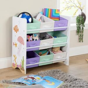 Home Source Children’s Toy Organiser with 9 Fabric Drawers – Kids’ Bedroom Storage Unit with Shelves – Sealife Animal Design Home Source Children’s Toy Organiser with 9 Fabric Drawers – Kids’ Bedroom Storage Unit with Shelves – Sealife Animal Design