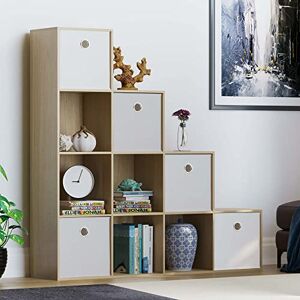 Vida Designs Durham Staircase Bookcase Shelves Storage Organiser Living Room Furniture (10 Cube & 5 White Baskets, Oak) Vida Designs Durham Staircase Bookcase Shelves Storage Organiser Living Room Furniture (10 Cube & 5 White Baskets, Oak)