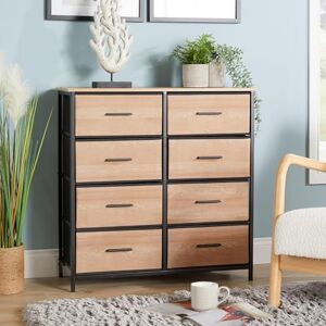 Home Source Bedroom Compact Storage Cabinet Chest, Metal Frame, 8 Fabric Drawers, MDF Fronts, Natural Finish Home Source Bedroom Compact Storage Cabinet Chest, Metal Frame, 8 Fabric Drawers, MDF Fronts, Natural Finish