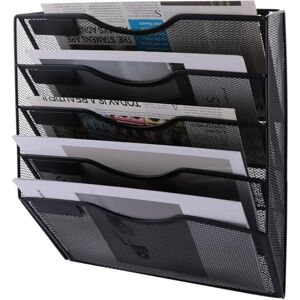 ASelected 5 Tier Wall File Holder Organiser,Paper Magazine Storage Rack Holde, Mesh Wall Mounted Holder Metal Hanging Wall Files Mail Document Holder for Office and home, Black ASelected 5 Tier Wall File Holder Organiser,Paper Magazine Storage Rack Holde, Mesh Wall Mounted Holder Metal Hanging Wall Files Mail Document Holder for Office and home, Black