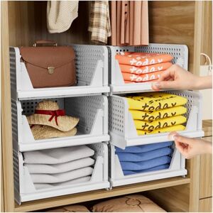 CTSNSLH 5 Pack Folding Closet Organizers Storage Box, Stackable Storage Bins, Plastic Drawer Basket Closet Storage for Wardrobe Cupboard Kitchen Bathroom Office White-5L CTSNSLH 5 Pack Folding Closet Organizers Storage Box, Stackable Storage Bins, Plastic Drawer Basket Closet Storage for Wardrobe Cupboard Kitchen Bathroom Office White-5L