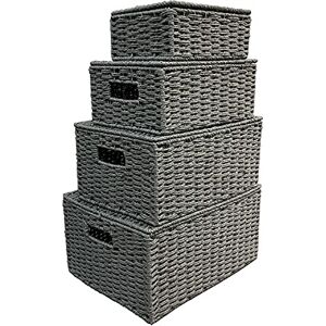 ARPAN Set Of 4 Paper Rope Storage Hamper Basket With Lid Including Xlarge,Large,Medium,Small (Grey) ARPAN Set Of 4 Paper Rope Storage Hamper Basket With Lid Including Xlarge,Large,Medium,Small (Grey)