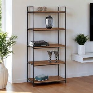 Julian Bowen Tribeca Tall Bookcase Black/Walnut Bookcases Julian Bowen Tribeca Tall Bookcase Black/Walnut Bookcases