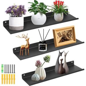 himaly Metal Wall Shelf, Floating Shelves, 30/35/40 cm, Wall Mounted Shelves Set of 3 for Kitchen, Bathroom, Living Room, Bedroom, Black 02 himaly Metal Wall Shelf, Floating Shelves, 30/35/40 cm, Wall Mounted Shelves Set of 3 for Kitchen, Bathroom, Living Room, Bedroom, Black 02