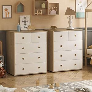Junior Vida Neptune 5 Drawer Chest of Drawers Cabinet Storage Modern Bedroom Children's Kids Furniture, Set of 2 (White & Oak) Junior Vida Neptune 5 Drawer Chest of Drawers Cabinet Storage Modern Bedroom Children's Kids Furniture, Set of 2 (White & Oak)