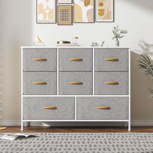 Feonase Chest of Drawers,Bedroom Dresser with 8 Fabric Drawers, Metal Frame & MDF Wood Top, Adjustable Feet, Storage Organizer Unit for Bedroom, Closet, Living Room, Office Hallway, Light Grey Feonase Chest of Drawers,Bedroom Dresser with 8 Fabric Drawers, Metal Frame & MDF Wood Top, Adjustable Feet, Storage Organizer Unit for Bedroom, Closet, Living Room, Office Hallway, Light Grey