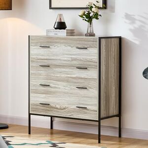 Vida Designs Brooklyn Industrial Chest of Drawer Rustic Bedroom Storage Unit, Cabinet Dresser with Metal Frame (Grey, 4 Drawer) Vida Designs Brooklyn Industrial Chest of Drawer Rustic Bedroom Storage Unit, Cabinet Dresser with Metal Frame (Grey, 4 Drawer)