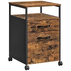 VASAGLE Mobile File Cabinet with 2 Drawers, Letter-Size Hanging File Folders, Open Shelf, Steel Frame, Rustic Brown and Ink Black OFC71X VASAGLE Mobile File Cabinet with 2 Drawers, Letter-Size Hanging File Folders, Open Shelf, Steel Frame, Rustic Brown and Ink Black OFC71X