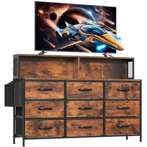 Feonase Large Chest of Drawers Bedroom, 9 Drawers Dresser with Shelf and Side Pocket, Metal Frame, MDF Top Board, Versatile Organizer Storage Unit for Bedroom, Living Room, Rustic Brown Feonase Large Chest of Drawers Bedroom, 9 Drawers Dresser with Shelf and Side Pocket, Metal Frame, MDF Top Board, Versatile Organizer Storage Unit for Bedroom, Living Room, Rustic Brown