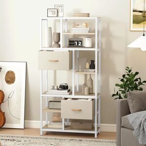 DWVO Tall Bookcase 7 Tier Bookshelf with TWO Drawers Floor Standing Book Shelf Industrial Shelving Unit Storage Rack for Living Room, Office, Study, Hallway, 80cm Wide 186cm,High Beige DWVO Tall Bookcase 7 Tier Bookshelf with TWO Drawers Floor Standing Book Shelf Industrial Shelving Unit Storage Rack for Living Room, Office, Study, Hallway, 80cm Wide 186cm,High Beige