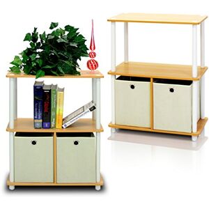 Furinno 2-99152BE Go Green 3-Tier 2-Bin Multi-Purpose Storage Shelf (Set of 2), Beech Furinno 2-99152BE Go Green 3-Tier 2-Bin Multi-Purpose Storage Shelf (Set of 2), Beech