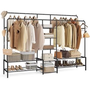 SONGMICS Clothes Rack, Open Waedrobe, Metal Coat Rack with 9 Shelves, Hanging Rods, for Bedroom, Living Room, Hallway, Black HSR183B01 SONGMICS Clothes Rack, Open Waedrobe, Metal Coat Rack with 9 Shelves, Hanging Rods, for Bedroom, Living Room, Hallway, Black HSR183B01