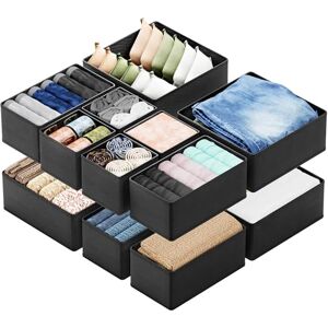 SpaceAid Drawer Organizer for Clothes, 12 Pack Dresser Drawer Organizer Bins, Closet Organizers and Storage Dividers for Clothing, Underwears, Socks (Black) SpaceAid Drawer Organizer for Clothes, 12 Pack Dresser Drawer Organizer Bins, Closet Organizers and Storage Dividers for Clothing, Underwears, Socks (Black)