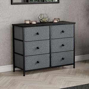 Vida Designs Chorley 6 Drawer Chest Of Drawers Fabric Storage Organizer Unit With Wood Top, Metal Frame & Handles Ideal For Bedroom, Living Room, Nursery Grey & Black (UKFR Certified) Vida Designs Chorley 6 Drawer Chest Of Drawers Fabric Storage Organizer Unit With Wood Top, Metal Frame & Handles Ideal For Bedroom, Living Room, Nursery Grey & Black (UKFR Certified)