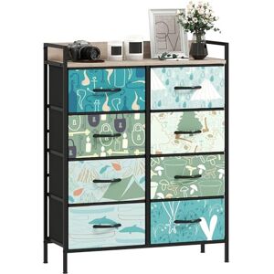 HOMCOM Bedroom Chest of Drawers, Fabric Dresser with 8 Drawers, Open Shelf and Steel Frame for Living Room, Hallway, Blue HOMCOM Bedroom Chest of Drawers, Fabric Dresser with 8 Drawers, Open Shelf and Steel Frame for Living Room, Hallway, Blue