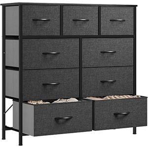 YITAHOME Chest of Drawer, Fabric Dresser with 9 Drawers, Organizer Unit for Bedroom, Living Room, Hallway, Closets Sturdy Steel Frame, Wooden Top & Easy Pull Fabric Drawer (Black Grey) YITAHOME Chest of Drawer, Fabric Dresser with 9 Drawers, Organizer Unit for Bedroom, Living Room, Hallway, Closets Sturdy Steel Frame, Wooden Top & Easy Pull Fabric Drawer (Black Grey)