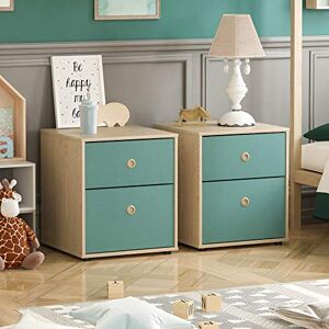Junior Vida Neptune 2 Drawer Bedside Table Cabinet Chest of Drawers Bedroom Storage Children's Kids Furniture, Set of 2 (Blue & Oak) Junior Vida Neptune 2 Drawer Bedside Table Cabinet Chest of Drawers Bedroom Storage Children's Kids Furniture, Set of 2 (Blue & Oak)