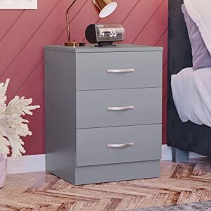 Vida Designs Large Grey Bedside Cabinet Chest of Drawers, 3 Drawer With Metal Handles and Runners, Unique Anti-Bowing Drawer Support, Riano Bedroom Furniture Vida Designs Large Grey Bedside Cabinet Chest of Drawers, 3 Drawer With Metal Handles and Runners, Unique Anti-Bowing Drawer Support, Riano Bedroom Furniture