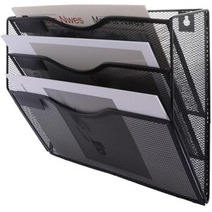 ASelected 3 Tier Wall File Holder Organiser,Paper Magazine Storage Rack Holde, Mesh Wall Mounted Holder Metal Hanging Wall Files Mail Document Holder for Office and home, Black ASelected 3 Tier Wall File Holder Organiser,Paper Magazine Storage Rack Holde, Mesh Wall Mounted Holder Metal Hanging Wall Files Mail Document Holder for Office and home, Black