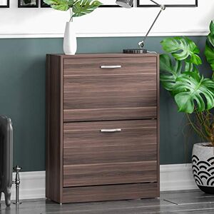 Vida Designs 2 Drawer Shoe Cabinet Cupboard Shoe Storage Organiser Pull Down Wooden Hallway Furniture Unit, Walnut Vida Designs 2 Drawer Shoe Cabinet Cupboard Shoe Storage Organiser Pull Down Wooden Hallway Furniture Unit, Walnut