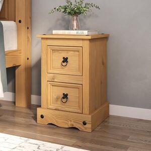 Mews Corona Bedside Table 2 Drawer Mexican Solid Waxed Pine Mews Corona Bedside Table 2 Drawer Mexican Solid Waxed Pine