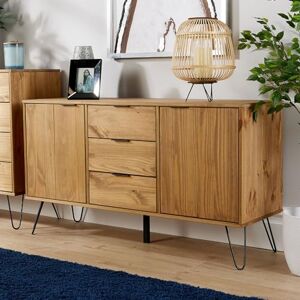 Home Source Acadia Sideboard Cabinet Industrial Cupboard Storage Furniture Drawers and Doors, Pine Home Source Acadia Sideboard Cabinet Industrial Cupboard Storage Furniture Drawers and Doors, Pine