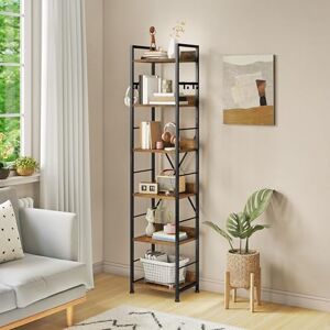 YITAHOME 6 Tier Bookcase, Industrial Book Shelf, Metal Frame and Wooden Shelves, Tall Shelving Unit with 4 Hooks, Book Rack and Display Organizer for Living Room, Home Office, Rustic Brown YITAHOME 6 Tier Bookcase, Industrial Book Shelf, Metal Frame and Wooden Shelves, Tall Shelving Unit with 4 Hooks, Book Rack and Display Organizer for Living Room, Home Office, Rustic Brown