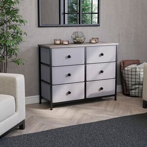 Vida Designs Chorley 6 Drawer Chest Of Drawers Fabric Storage Organizer Unit With Wood Top, Metal Frame & Handles Ideal For Bedroom, Living Room, Nursery Beige & Grey Wood (UKFR Certified) Vida Designs Chorley 6 Drawer Chest Of Drawers Fabric Storage Organizer Unit With Wood Top, Metal Frame & Handles Ideal For Bedroom, Living Room, Nursery Beige & Grey Wood (UKFR Certified)