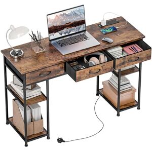 HOMCOM Computer Desk with Power Outlets, 120cm Home Office Desk with 3 Fabric Drawers and 4 Storage Shelves, Study Table Workstation for Bedroom, Rustic Brown HOMCOM Computer Desk with Power Outlets, 120cm Home Office Desk with 3 Fabric Drawers and 4 Storage Shelves, Study Table Workstation for Bedroom, Rustic Brown