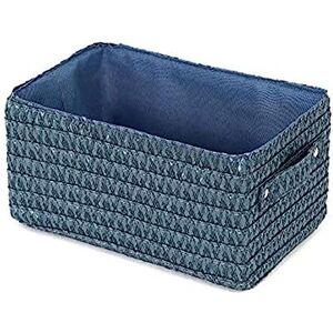 Compactor Rectangle Storage Basket with Pull Handle, Woven Storage Box Reinforced with Cardboard, For Cupboard, Desk and Shelf Storage, Blue with Matching Inner Lining, Lilou Range Compactor Rectangle Storage Basket with Pull Handle, Woven Storage Box Reinforced with Cardboard, For Cupboard, Desk and Shelf Storage, Blue with Matching Inner Lining, Lilou Range
