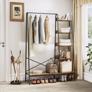 YITAHOME Coat Rack Stand with Shoe Storage, Industrial Hall Tree with 5 Shelves Garment Rack Open Wardrobe Clothes Rail for Bedroom Hallway Entryway YITAHOME Coat Rack Stand with Shoe Storage, Industrial Hall Tree with 5 Shelves Garment Rack Open Wardrobe Clothes Rail for Bedroom Hallway Entryway