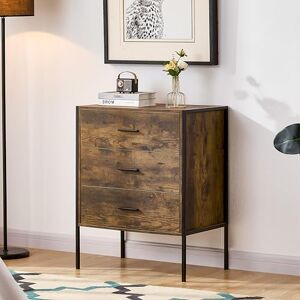 Vida Designs Brooklyn Industrial Chest of Drawer Rustic Bedroom Storage Unit, Cabinet Dresser with Metal Frame (Dark Wood, 3 Drawer) Vida Designs Brooklyn Industrial Chest of Drawer Rustic Bedroom Storage Unit, Cabinet Dresser with Metal Frame (Dark Wood, 3 Drawer)