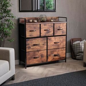 Vida Designs Chorley 7 Drawer Chest Of Drawers Fabric Storage Organizer Unit With Wood Top, Metal Frame & Handles Ideal For Bedroom, Living Room, Nursery Rustic Brown (UKFR Certified) Vida Designs Chorley 7 Drawer Chest Of Drawers Fabric Storage Organizer Unit With Wood Top, Metal Frame & Handles Ideal For Bedroom, Living Room, Nursery Rustic Brown (UKFR Certified)