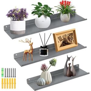 himaly Metal Wall Shelf, Floating Shelves, 30/35/40 cm, Wall Mounted Storage Shelves for Kitchen, Bathroom, Living Room, Bedroom (Grey, Set of 3) himaly Metal Wall Shelf, Floating Shelves, 30/35/40 cm, Wall Mounted Storage Shelves for Kitchen, Bathroom, Living Room, Bedroom (Grey, Set of 3)