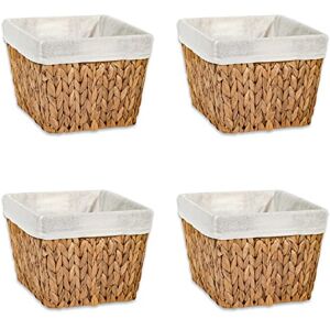 Trademark Innovations 11.5" Hyacinth Storage Basket with Handles and Fabric Liner Rectangular, by (Set of 4) Trademark Innovations 11.5" Hyacinth Storage Basket with Handles and Fabric Liner Rectangular, by (Set of 4)