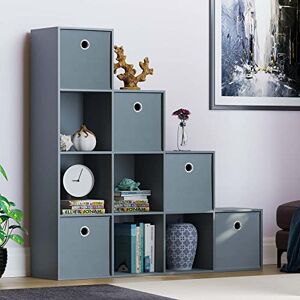 Vida Designs Durham Staircase Bookcase Shelves Storage Organiser Living Room Furniture (10 Cube & 5 Grey Baskets, Grey) Vida Designs Durham Staircase Bookcase Shelves Storage Organiser Living Room Furniture (10 Cube & 5 Grey Baskets, Grey)